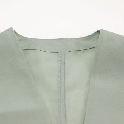 25春夏 シアー スリーブレス ジャケット / ベスト ノースリーブ ボタンレス スリット