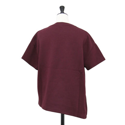 25春夏 アシンメトリ― 半袖 Tシャツ / カットソー クルーネック ロゴ 刺繍 スリット コットン