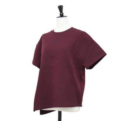 25春夏 アシンメトリ― 半袖 Tシャツ / カットソー クルーネック ロゴ 刺繍 スリット コットン