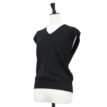 24春夏 Vネック ノースリーブ ニット / プルオーバー リブ ハイゲージ