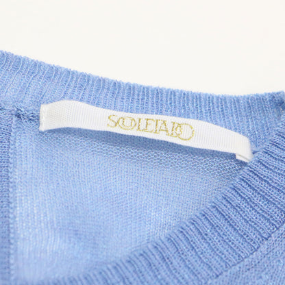 23春夏 ポリエステル プリント パフスリーブ コンビ ニット / プルオーバー 半袖 クルーネック リブ エキゾチック シルク混