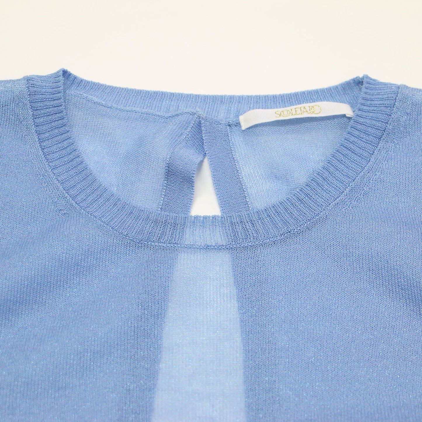 23春夏 ポリエステル プリント パフスリーブ コンビ ニット / プルオーバー 半袖 クルーネック リブ エキゾチック シルク混