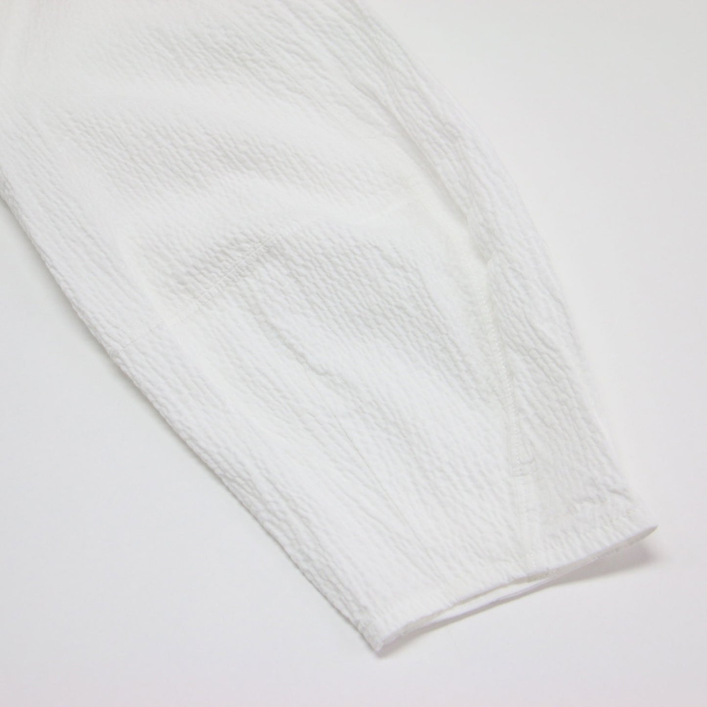 24春夏 サッカー ペプラム プルオーバー カットソー / ブラウス 7分袖 クルーネック フレア ストレッチ コットン