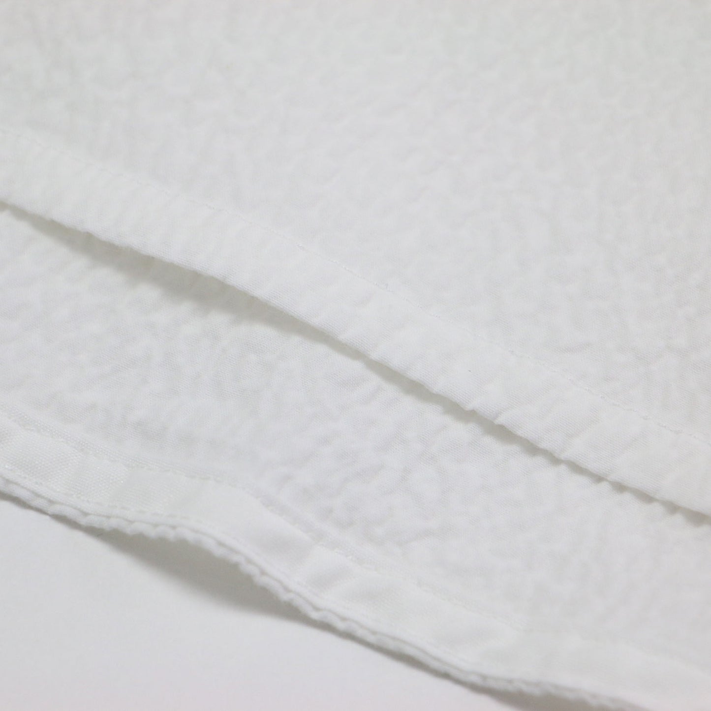 24春夏 サッカー ペプラム プルオーバー カットソー / ブラウス 7分袖 クルーネック フレア ストレッチ コットン