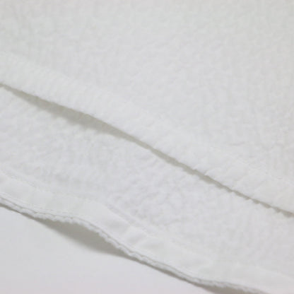 24春夏 サッカー ペプラム プルオーバー カットソー / ブラウス 7分袖 クルーネック フレア ストレッチ コットン