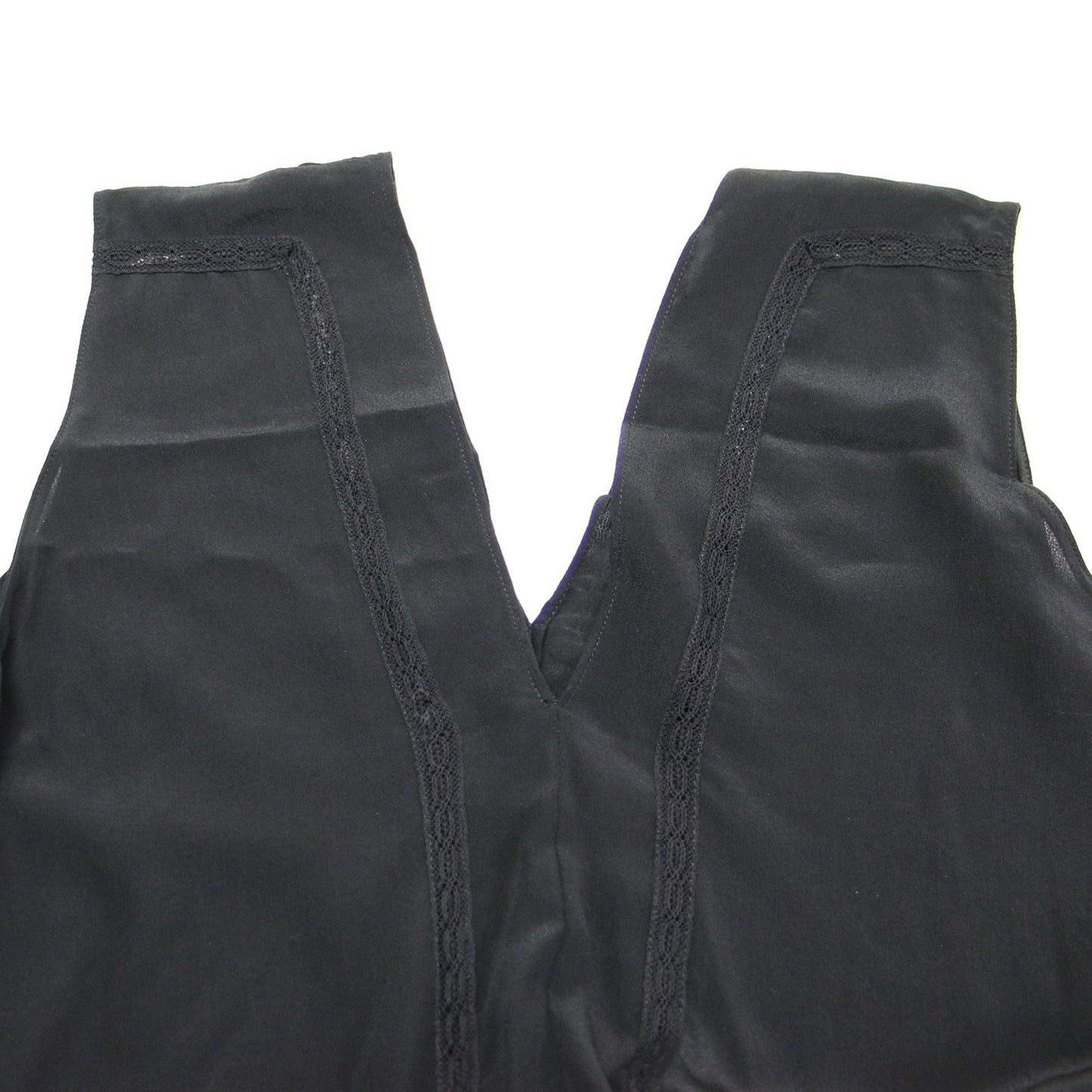 25春夏 エッジンレース スカーフライン ブラウス / プルオーバー ノースリーブ Vネック Aライン フレア シルク