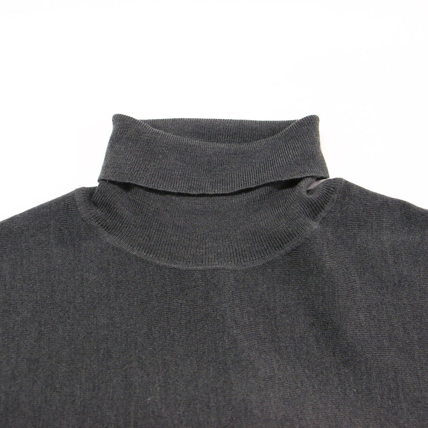 タートルネック ニットワンピース / ドレス 長袖 ロング丈 ハイネック フレア ギャザー アシンメトリーヘム