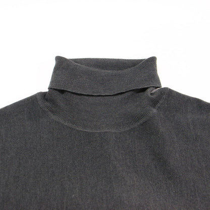 タートルネック ニットワンピース / ドレス 長袖 ロング丈 ハイネック フレア ギャザー アシンメトリーヘム