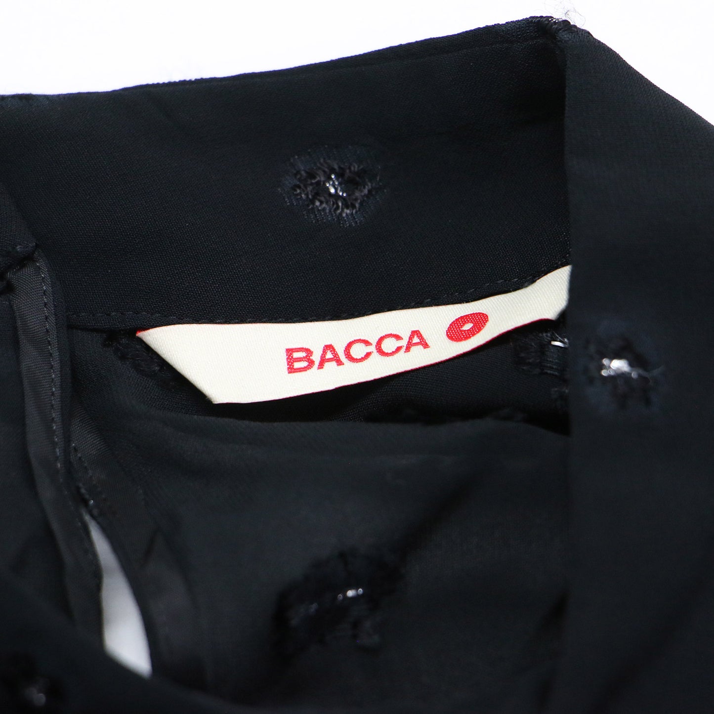 23春夏 ブラックフラワー ショートシャツ ブラウス / プルオーバー 長袖 シアー タック