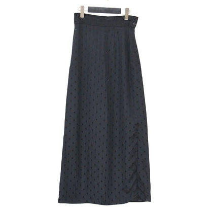 21春夏 シャドードット ロング セミタイト スカート / Iライン アシンメトリー スリット モード ジャガード