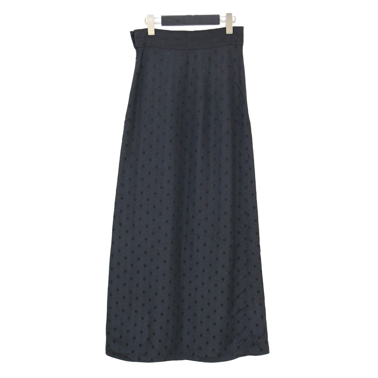 21春夏 シャドードット ロング セミタイト スカート / Iライン アシンメトリー スリット モード ジャガード