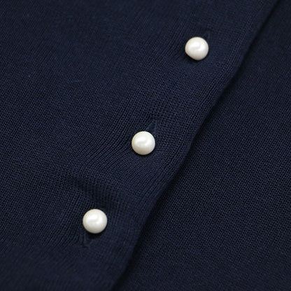 23春夏 ハイツイスト コットン アセテート ニット セットアップ / スカート カーディガン 半袖 2WAY パールボタン ミディ丈 コットン