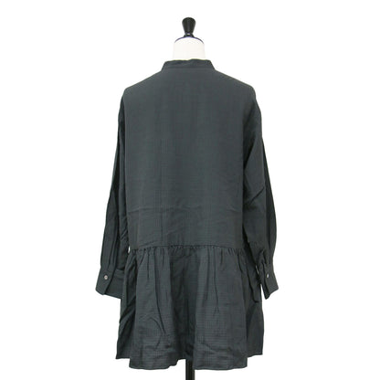 23秋冬 ドレープ ドビー クロス チュニック ブラウス / チュニック 長袖 ノーカラー ペプラム フレア