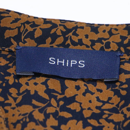 フラワー プリント ロングスリーブ Vネック ワンピース / ロング丈 ギャザー タック フレア 総柄