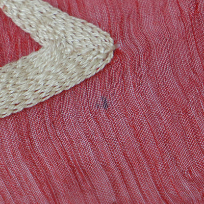 ロゴ 刺繍 フリンジ 大判 ストール / シルク ヴィンテージ オリエンタル柄 ボタニカル モチーフ