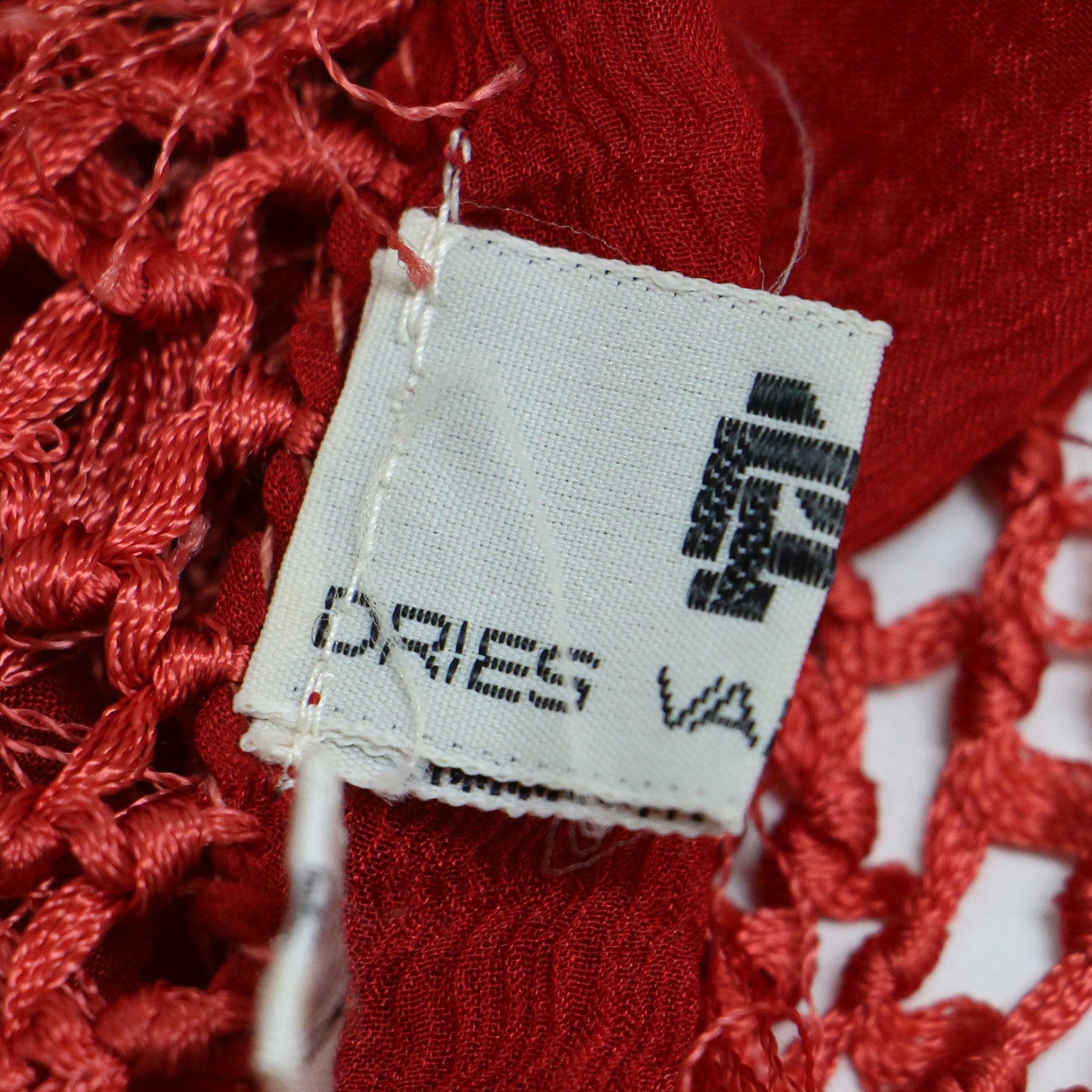 ロゴ 刺繍 フリンジ 大判 ストール / シルク ヴィンテージ オリエンタル柄 ボタニカル モチーフ