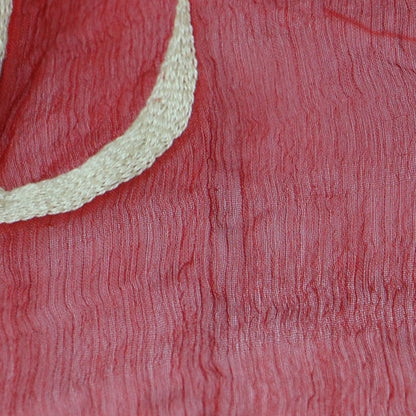 ロゴ 刺繍 フリンジ 大判 ストール / シルク ヴィンテージ オリエンタル柄 ボタニカル モチーフ