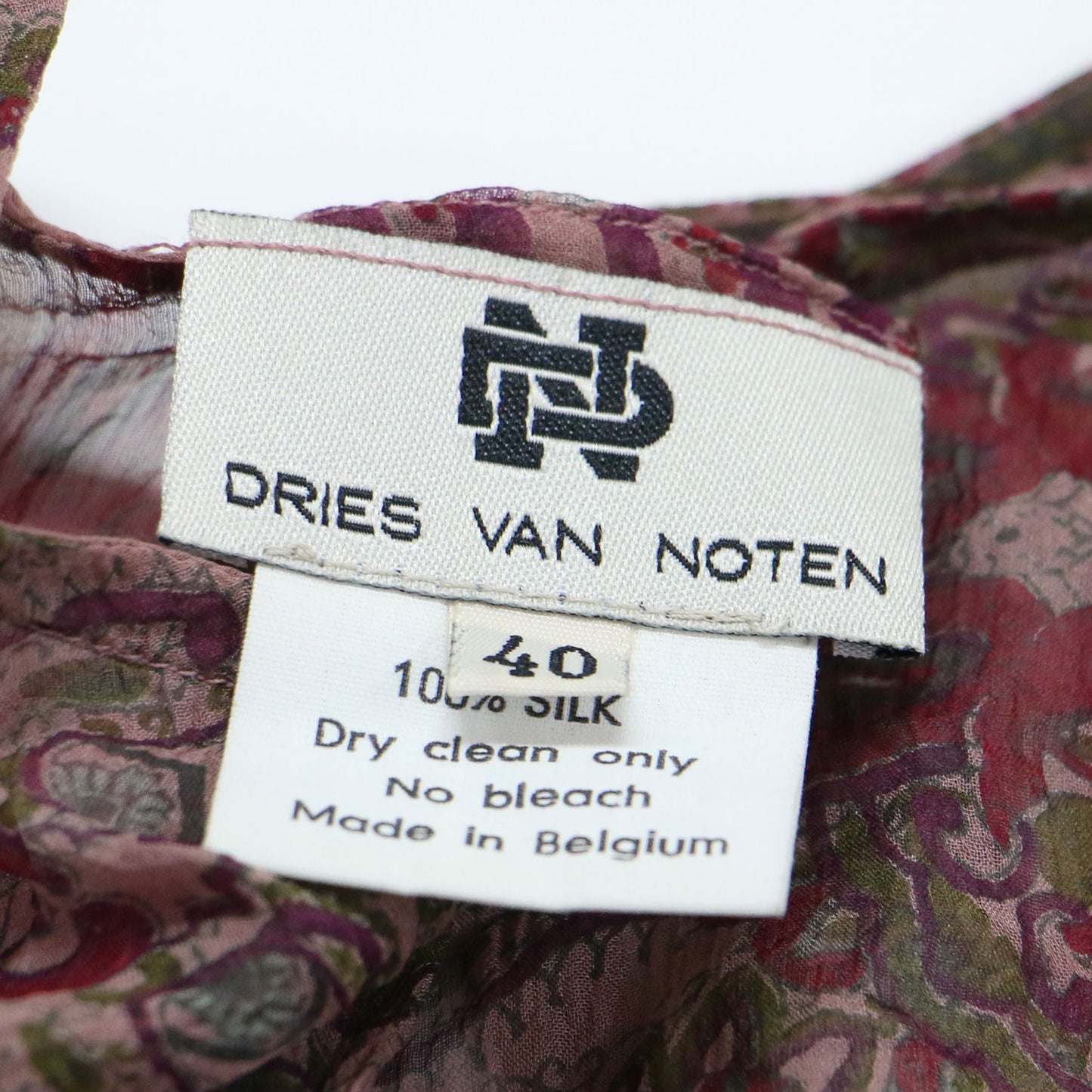 シルク 総柄 ワンピース / ドレス 半袖 クルーネック ミモレ丈 シアー ヴィンテージ