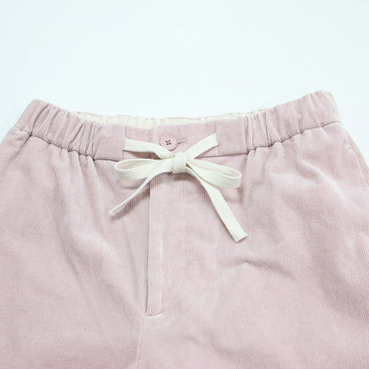 22秋冬 ストレッチ コーデュロイ イージーストレートパンツ / ワイドパンツ ウエストゴム ストレッチ パイル コットン