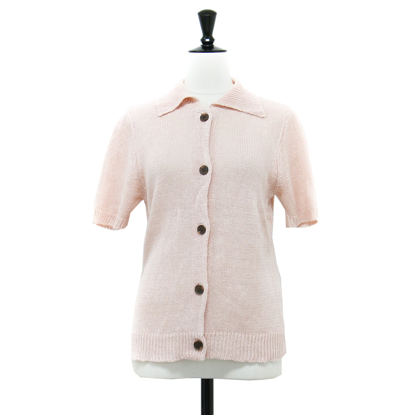 23春夏 襟付き 半袖 カーディガン / ニット ローゲージ リネン