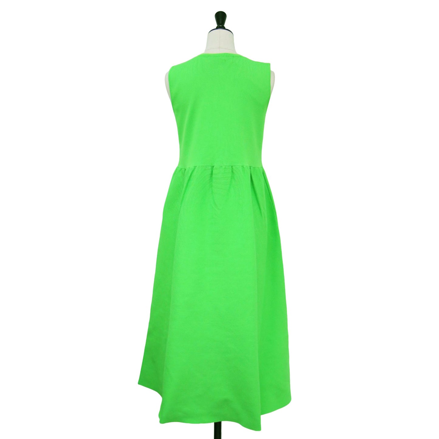 24春夏 センター フリル ノースリーブ ワンピース / ミディ丈 ニット ウエスト切替