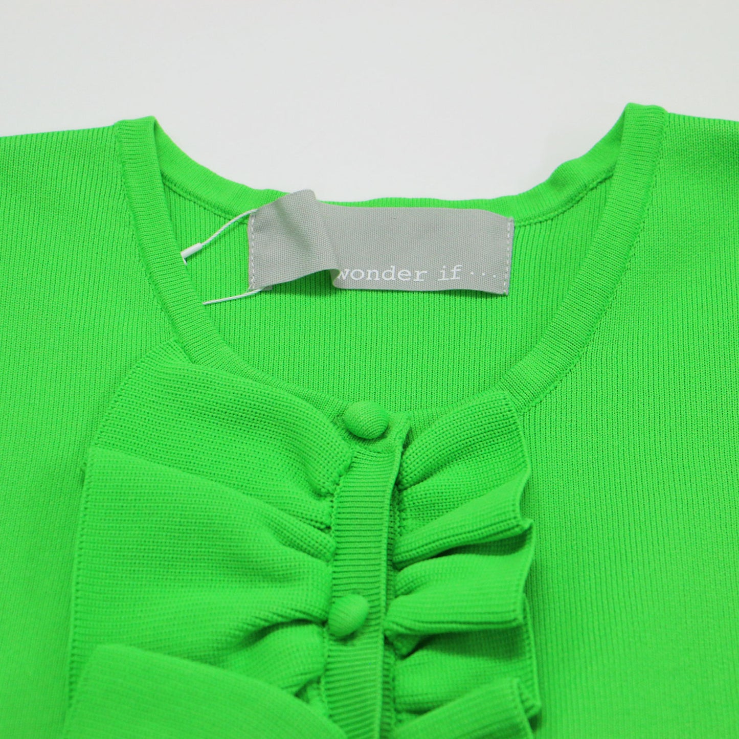 24春夏 センター フリル ノースリーブ ワンピース / ミディ丈 ニット ウエスト切替