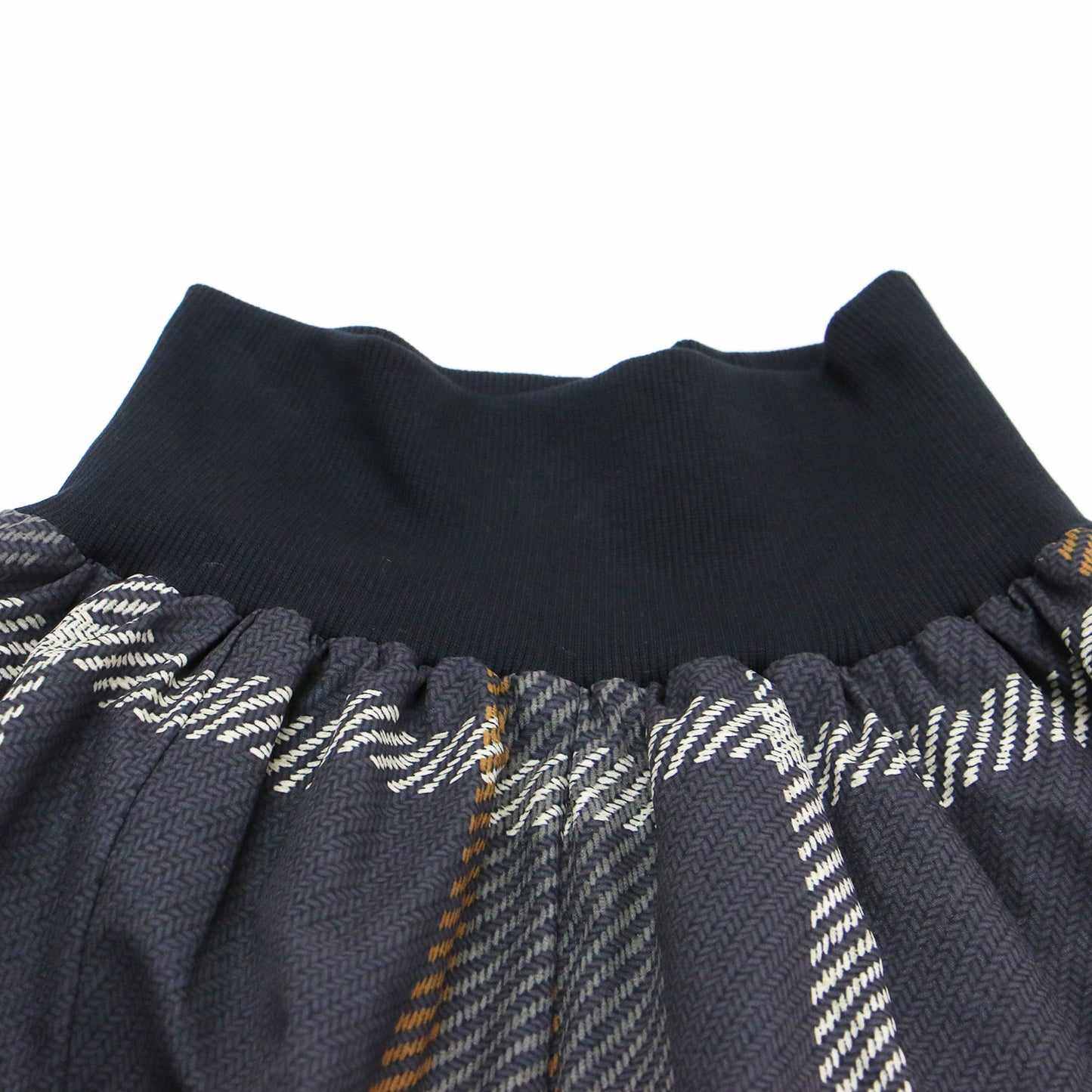 ツイード チェック柄プリント スカート / フレア ロング丈 ギャザー ウエストゴム