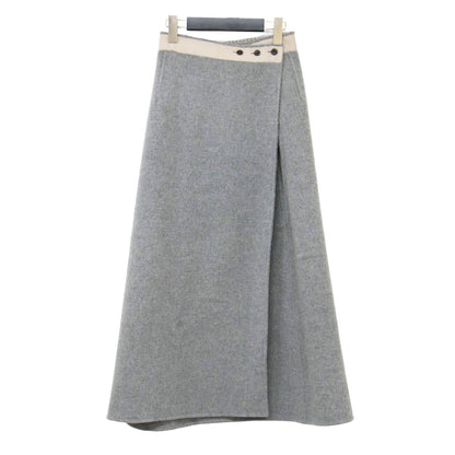 23秋冬 リバー 巻きスカート / ラップスカート ロング丈 リバーシブル チェック ウール コットン