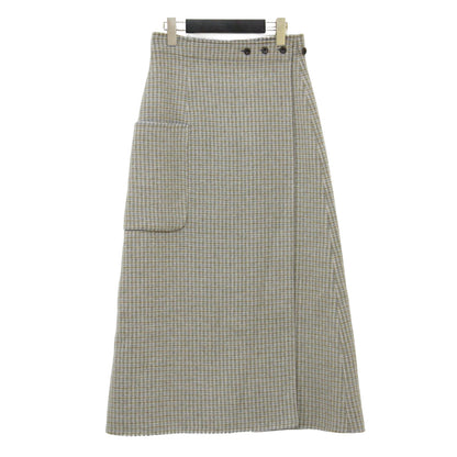 23秋冬 リバー 巻きスカート / ラップスカート ロング丈 リバーシブル チェック ウール コットン