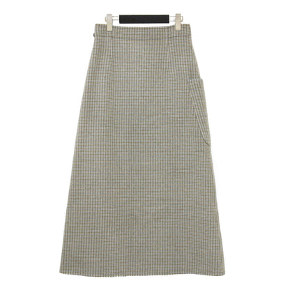 23秋冬 リバー 巻きスカート / ラップスカート ロング丈 リバーシブル チェック ウール コットン