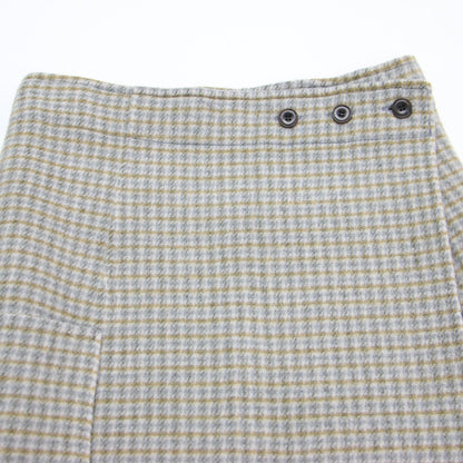 23秋冬 リバー 巻きスカート / ラップスカート ロング丈 リバーシブル チェック ウール コットン