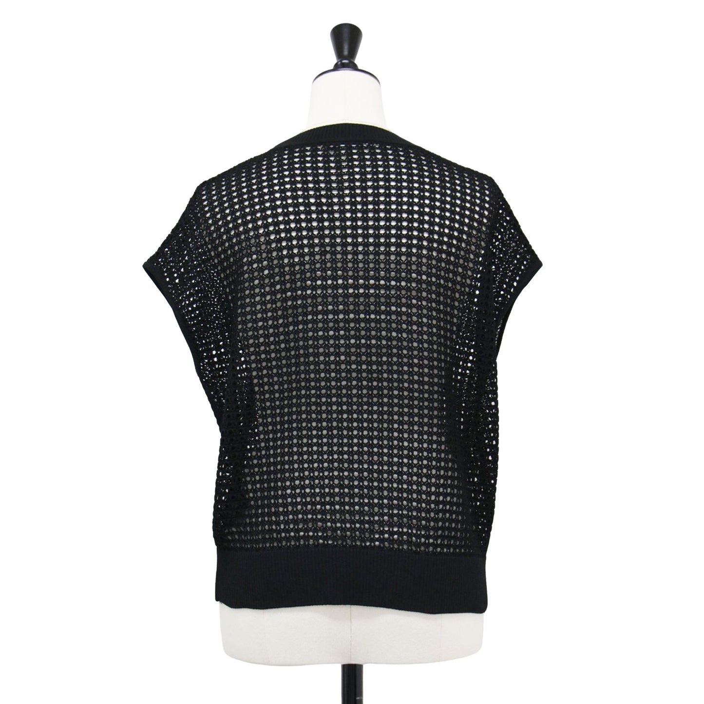 25春夏 透かし編み フレンチスリーブ ニット / Suffork Hella Sweater プルオーバー クルーネック アイレット柄 シアー