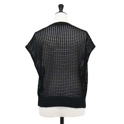 25春夏 透かし編み フレンチスリーブ ニット / Suffork Hella Sweater プルオーバー クルーネック アイレット柄 シアー