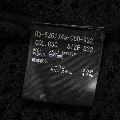 25春夏 透かし編み フレンチスリーブ ニット / Suffork Hella Sweater プルオーバー クルーネック アイレット柄 シアー