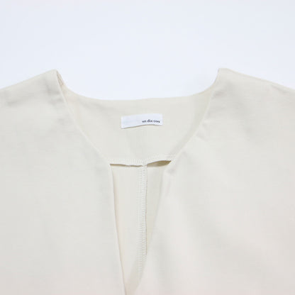 23春夏 カットベスト パンツ セットアップ / ノースリーブ ブラウス イージーパンツ ウエストゴム スリット センタープレス ストレッチ