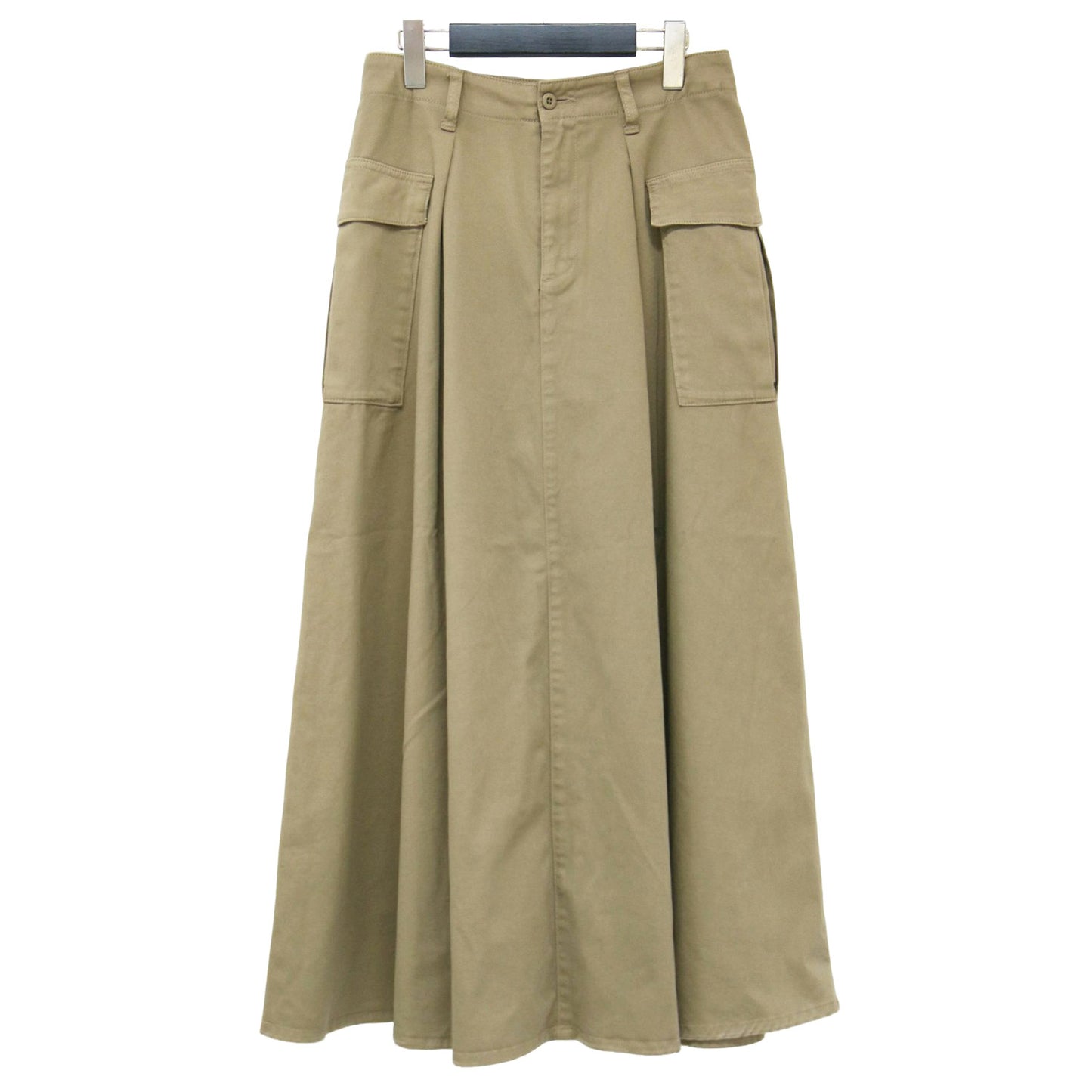 24秋冬 チノ フレア スカート / Grapefruit ロング丈 Aライン ワークポケット コットン