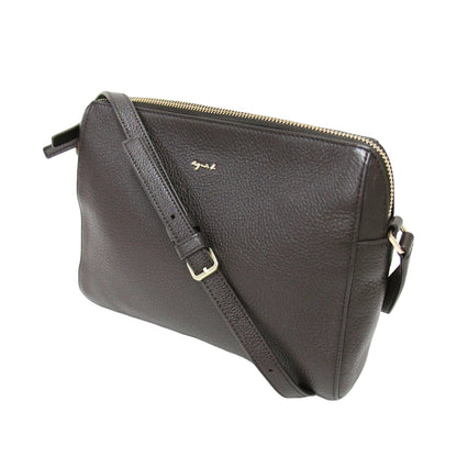 シュリンクレザー ショルダーバッグ / iris ポシェット クロスボディ 肩掛け メタルロゴ 牛革