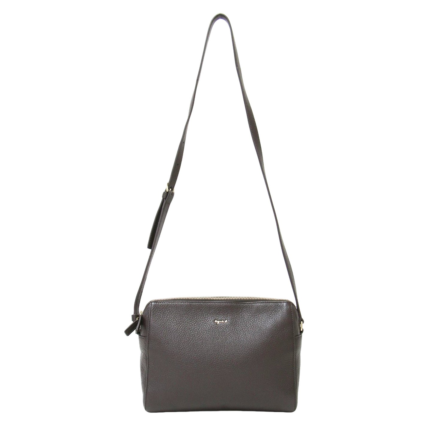 シュリンクレザー ショルダーバッグ / iris ポシェット クロスボディ 肩掛け メタルロゴ 牛革