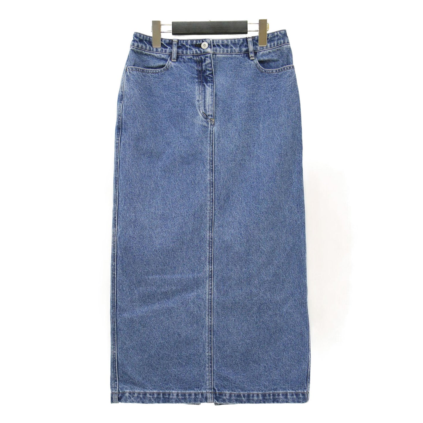 23秋冬 デニム タイト ロング スカート / Iライン スリット コットン