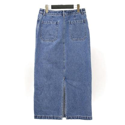 23秋冬 デニム タイト ロング スカート / Iライン スリット コットン