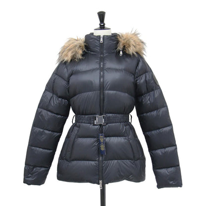 ウォーターリペラント ダウン ジャケット / コート ミドル丈 スタンドカラー フード ウエストベルト 付き フェイクファー ナイロン
