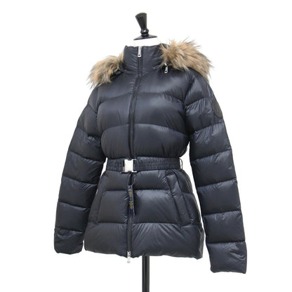 ウォーターリペラント ダウン ジャケット / コート ミドル丈 スタンドカラー フード ウエストベルト 付き フェイクファー ナイロン