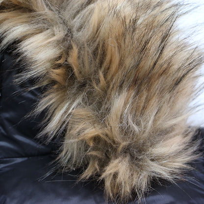 ウォーターリペラント ダウン ジャケット / コート ミドル丈 スタンドカラー フード ウエストベルト 付き フェイクファー ナイロン