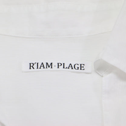 RIAM 25春夏 シャドウストライプ シャツ / ブラウス 長袖 Vネック 襟付き シアー コットン