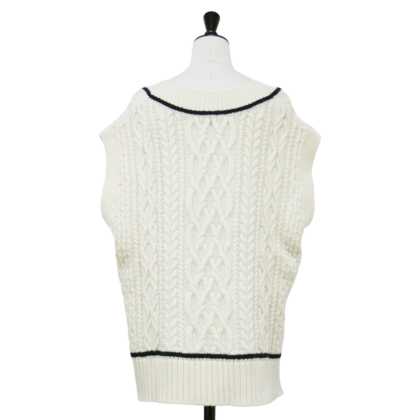 アラン Vネック ニット ベスト / プルオーバー オーバーサイズ ウール