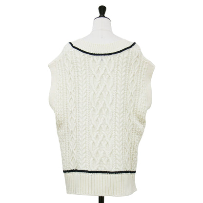 アラン Vネック ニット ベスト / プルオーバー オーバーサイズ ウール