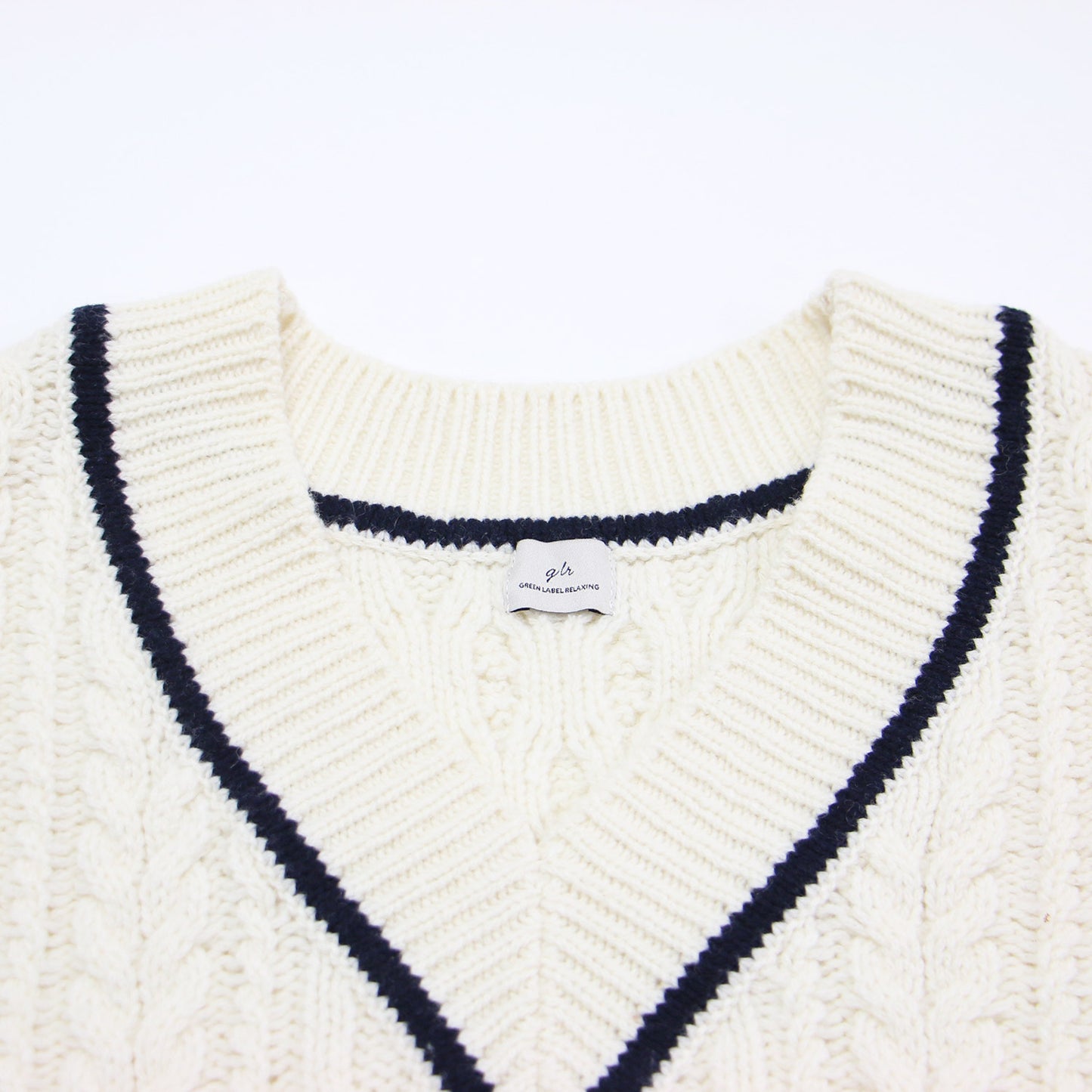 アラン Vネック ニット ベスト / プルオーバー オーバーサイズ ウール