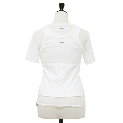 25春夏 ショートスリーブ タンクトップ レイヤード プルオーバー / SHORT SLEEVE WITH TANK LAYERED PULLOVER Tシャツ クルーネック 半袖 メッシュ ナイロン コットン