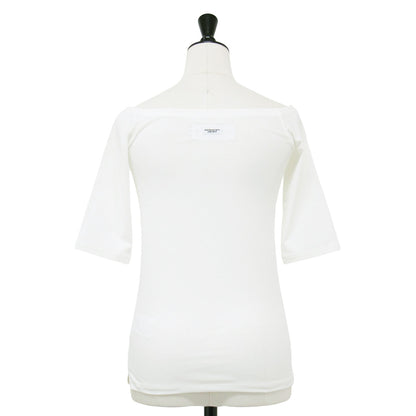 25春夏 コットン オフショルダー ハーフスリーブ トップス / COTTON POLYURETHANE OFF SHOULDER HALF SLEEVE TOPS カットソー 五分袖