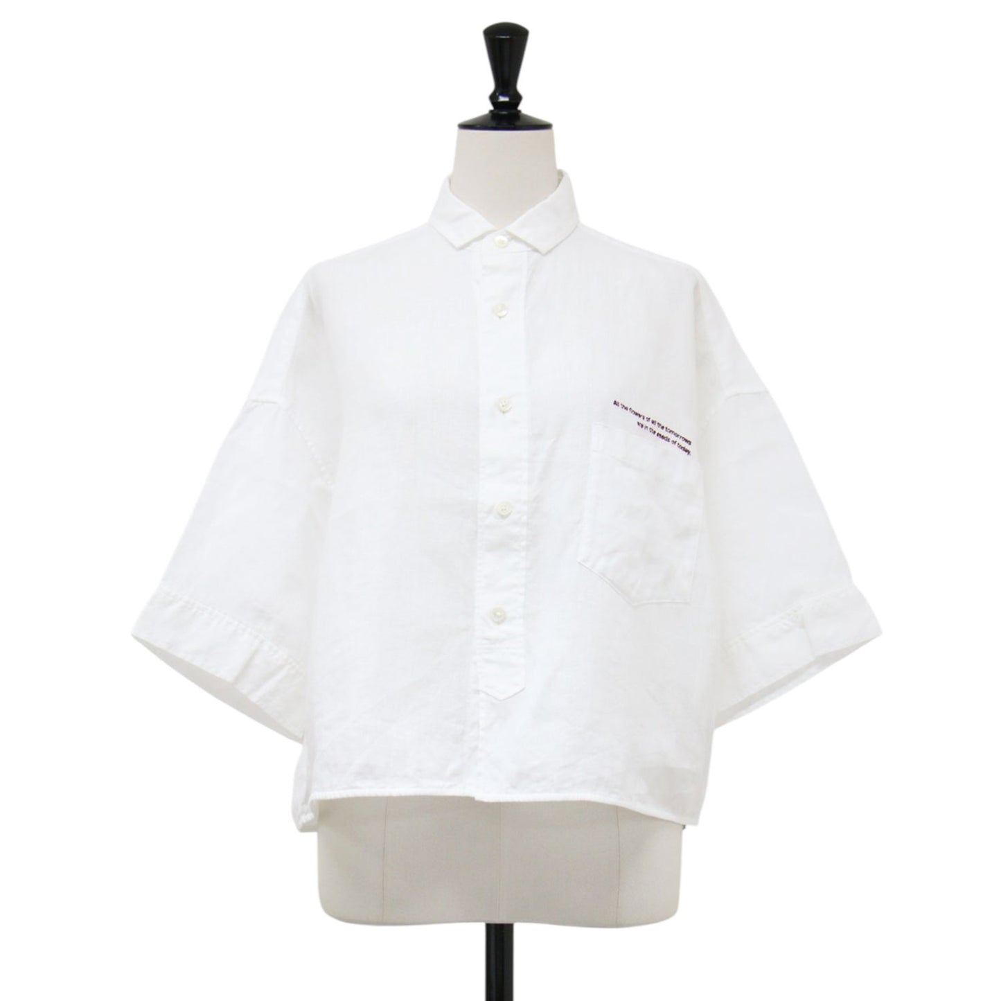 × Spick&Span 別注 リネン 半袖 エンブロイダイリー シャツ / ブラウス レギュラーカラー ワイド